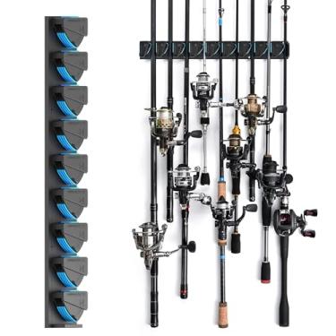 Imagem de RESTCLOUD Suporte de vara de pesca montado na parede, suporte vertical para armazenamento de garagem, serve para haste de 3 a 19 mm de diâmetro