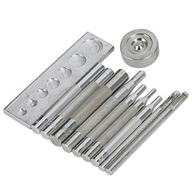 Imagem de CHICIRIS Fecho de botão de pressão de metal, fecho de pressão com alça de metal, kit de punção de couro, ferramenta de instalação DIY