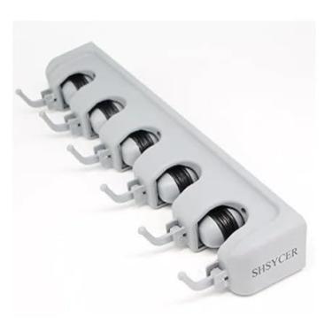 Imagem de Suporte Organizador Multiuso 5 Lugares 6 Ganchos Porta Vassoura Rodo