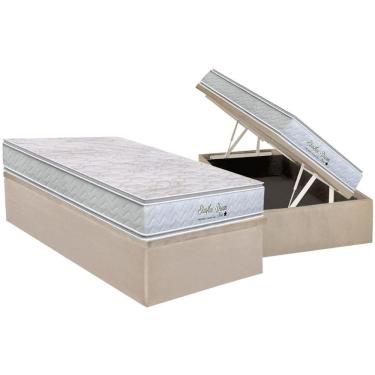 Imagem de Cama Box Baú Solteiro: Colchão Molas  Ensacadas Orthoflex Starflex Dream New + Base CRC Suede Clean (88x188)