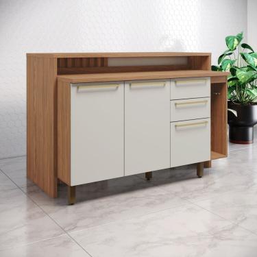 Imagem de Conjunto Ilha Gourmet 2 Portas 2 Gavetas Connect Marrom /Areia