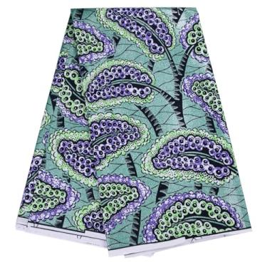 Imagem de ANNINGWAX Tecido African Batik Ankara Wax Print Kente Bronzing Gold Stamping Fabric 6 jardas