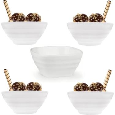 Imagem de 6 Bowl Tigela Quadrada 750ml Ondulada Pote Açaí Salada