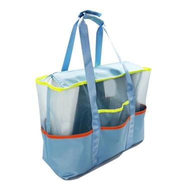 Imagem de Bolsa de praia com fecho de zíper seguro, Azul claro, Large