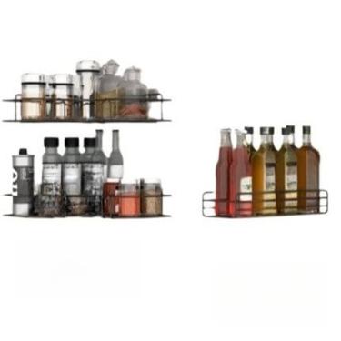 Imagem de Kit 2 Suporte De Parede Com Adesivo Sabonete Shampoo Condicionador E Cozinha E Lavanderia(kit 2 CANTO+ 1 RETA)