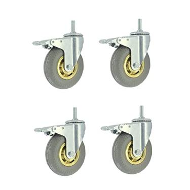 Imagem de Rodas De Rodízio De Rosca M12*30mm Heavy Duty 3''/4'' Rodas De Borracha Móveis Silenciosos & Industrail 400kg Haste Para Andaime Bancada Cama De Hospital