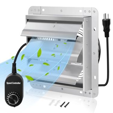 Imagem de Criditpid Exaustor de obturador de 35,5 cm com controlador de velocidade e cabo de alimentação para garagem, estufa, sótão, galinheiro, loja, galpão, ventilação de porão, exaustor montado na parede de