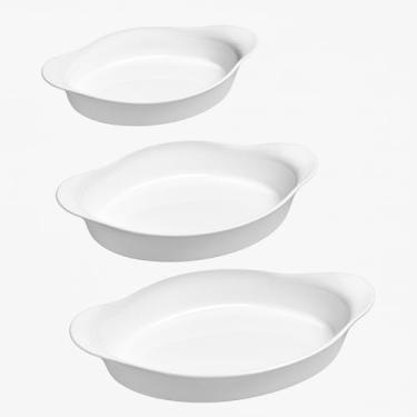 Imagem de Kit 3 Travessa de Vidro(Jogo Assadeira Oval Opaline Vidro)