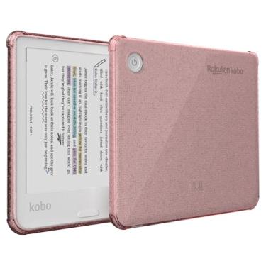 Imagem de TUDIA SKN Capa projetada para Kobo Libra Color (2024), capa de 7 polegadas – [canto reforçado] à prova de choque, fina, antiamarelamento, leve, transparente, proteção de TPU (purpurina rosa)