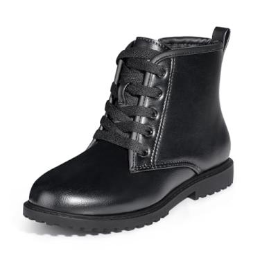 Imagem de Botas de cano curto com glitter, sapatos de combate à prova d'água com zíper lateral para bebês/crianças pequenas/grandes, Preto - Menino, 12 Little Kid