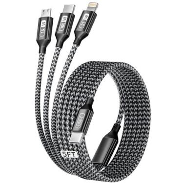 Imagem de Cabo de carregamento IDISON 100W USB C 3 em 1 Fast Charge 1,5 m