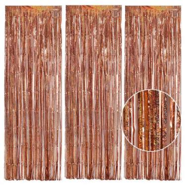 Imagem de Decoração de festa TONIFUL Laser Rose Gold Door Streamers x3 3m x 2m