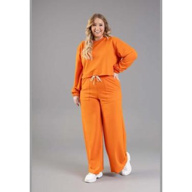 Imagem de Blusão Cropped Básico em Moletom Feminino Adulto Just Basic, Laranja, 
