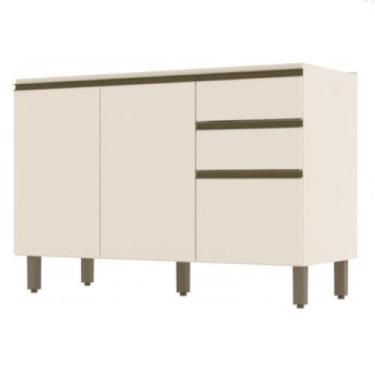 Imagem de Balcão Para Pia 2 Gavetas 3 Portas 120 Cm Henn Off White - MÓVEIS HENN