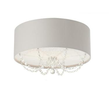 Imagem de Plafon Princesa Cúpula Em Tecido Com Cristal 40x15 Cinza - Tom Luz
