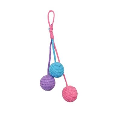 Imagem de IEUDNS Bola de sisal para gatos, brinquedo interativo para gatos, suprimentos para animais de estimação, proteção para móveis, exercício, arranhador, corda, Rosa Azul Roxo