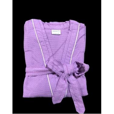 Imagem de Roupão de Banho Briza Piquê Adulto c/ Viés 100% Algodão Manga Curta (5