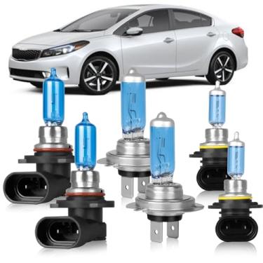Imagem de OQSNCV Adequado para lâmpadas de farol de halogêneo Kia Forte (2019 2020), farol alto 9005 + farol baixo H7 + kit de lâmpadas de substituição de farol de neblina 9006, pacote com 6