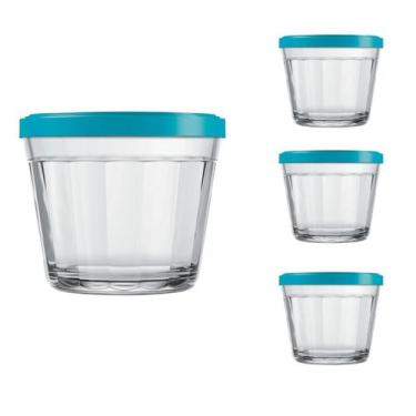 Imagem de Pote Vidro Americano C/Tampa Cores Cereal Bolacha 150ml 3Un - NADIR FI