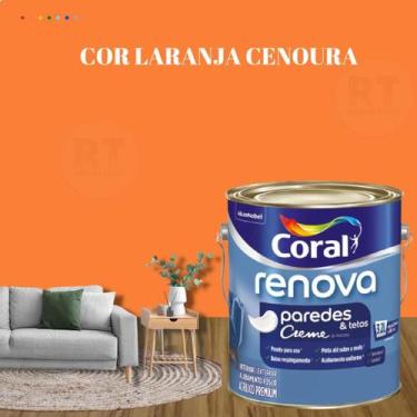 Imagem de Tinta Para Parede Acrílica Coral Renova Cor Laranja 3,2l Lavável Premi