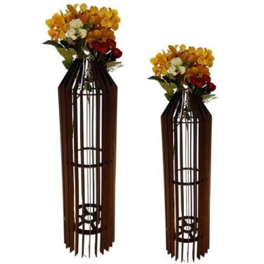 Imagem de Vaso de Chão Decorativo Grande MDF PENEDO - LENOBRE, Preto, Kit com 2 