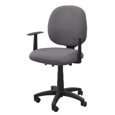 Imagem de Lzyjckh Capa para Cadeira de Escritório e Computador Capa Elástica Elástica 2 Peças Capas Elásticas Universais para Assento de Cadeira de Mesa Protetor de Móveis para Escritório e Casa,Gray