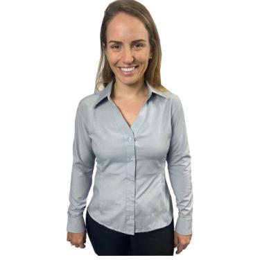 Imagem de Camisete Social Feminino Acinturado Manga Longa Uniforme Administrativ