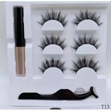 Imagem de Kit Cilios Magneticos Posticos Com 5 Imãs 3 Par Delineador - Click Bom