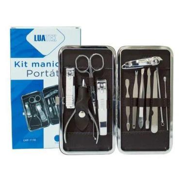 Imagem de Kit Manicure Portátil Cortador Unha Pinça Tesoura Alicate Lixa Desencr