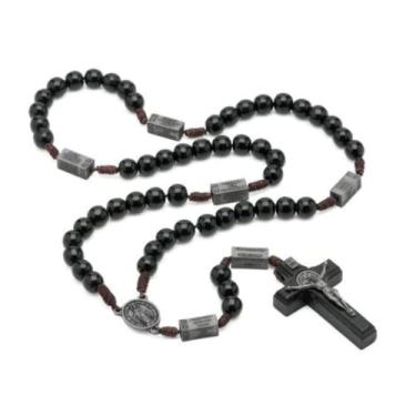 Imagem de Terço Madeira Preta 10MM com Mistérios Onix