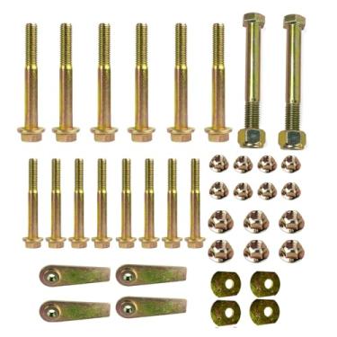 Imagem de Parafusos de braço de controle Wrangler TJ's e LJ's 1997-2006 dianteiro e traseiro com parafuso de câmera excluir e porcas de bandeira