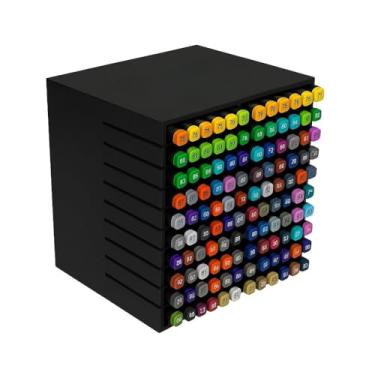 Imagem de Organizador para 120 Canetinhas - ESCOLHA SUA COR– canetinhas - nicho mdf - organização de mesa - ORGANIZER(PRETO)