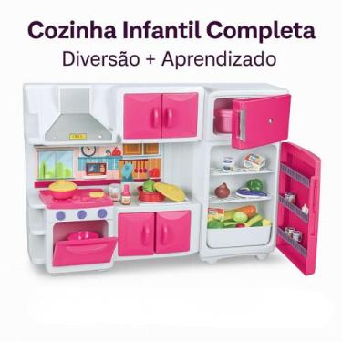 Imagem de Brinquedo Kit Cozinha Infantil Completa Geladeira Fogao Rosa - Lua De 