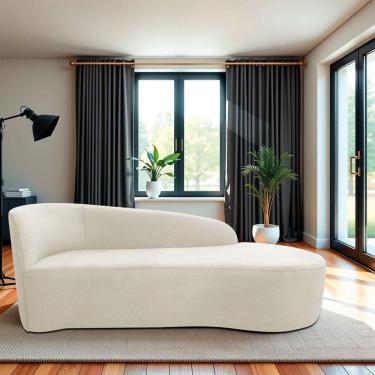 Imagem de Recamier Curvo Orgânico 140cm 2 Lugares Lado Direito para Sala Estar Bouclé Paris Bege