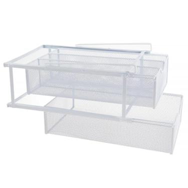 Imagem de DimyFew Organizador de armário retrátil, estrutura de armazenamento de guarda-roupa, cesta suspensa multiuso, gaveta para meias e roupas íntimas para quarto e, Branco 3 Compartimentos