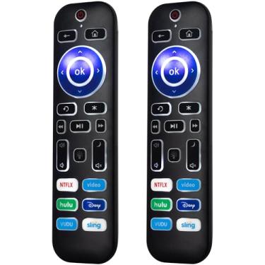 Imagem de Pacote com 2 controles remotos retroiluminados apenas para Roku TV, adequado para TVs TCL/Onn/Hisense/Element/Sharp/Philips/Westinghouse/Insignia/JVC/RCA/Hitachi/Sanyo Roku Series TVs (não para Roku
