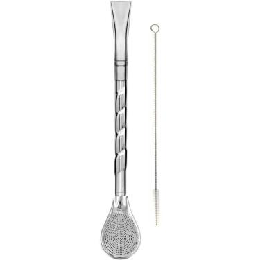 Imagem de Bomba Inox para Chimarrão Mate Tererê Bojo Pera 19cm Mil Furos com Rosca