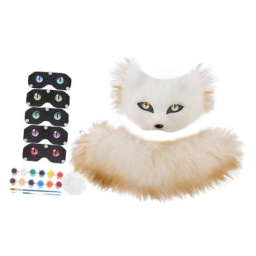 Imagem de oshhni Máscara de falsa e cauda, ​​acessório de cosplay realista para baile de máscaras e festivais, Branco Amarelo