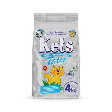 Imagem de Areia Sanitária Talco Granulometria Tradicional, Pacote de 4kg, Linha Kets, Alfapet.