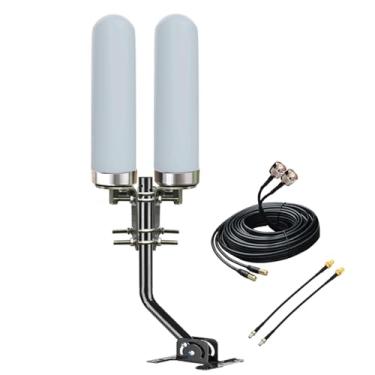 Imagem de Antena Omni MiMo 5G 4G/LTE TS9 SMA para Internet doméstica T-Mobile, Verizon, AT&T, modem, roteador, gateway, hotspots/cabo RG58 2x2 10 metros com porta SMA/adaptador TS9/poste de montagem