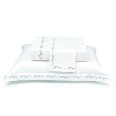 Imagem de JOGO DE LENÇOL NATU ARBO PRATA 100% ALGODÃO CETIM 300 FIOS QUEEN 4 PÇS