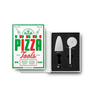 Imagem de Printworks The Essentials, ferramentas de pizza – conjunto de espátula de cortador de pizza e servidor com todos os acessórios que você precisa em uma elegante capa estilo livro