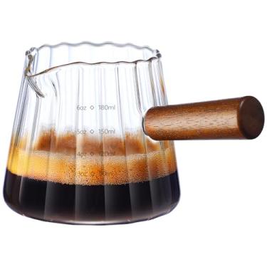 Imagem de TIWPAJS xícaras de café expresso com cabo de madeira de 6 onças, acessórios para café expresso, jarra para espuma de leite, copo medidor de vidro, copo de dose