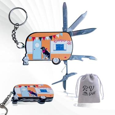 Imagem de Haigoo Multiferramenta 5 em 1, multiferramenta EDC de aço inoxidável com canivete de bolso, tesoura, abridor de garrafa, lixa de unha, régua, multiferramentas leves para acampamento, caminhada