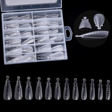 Imagem de siyuwuro 120 peças de unhas duplas formas de gel de extensão de poli modelos de construção de ponta de unha, 12 tamanhos, impressão de cobra transparente para unhas sólidas, gel, cola, design de arte