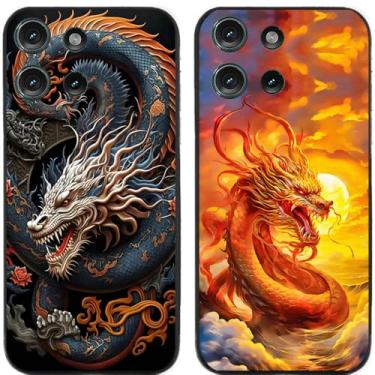 Imagem de Pacote com 2 capas de telefone com estampa de dragão da raiva I TPU Gel Thin I Back (para Motorola Moto G75 5G)