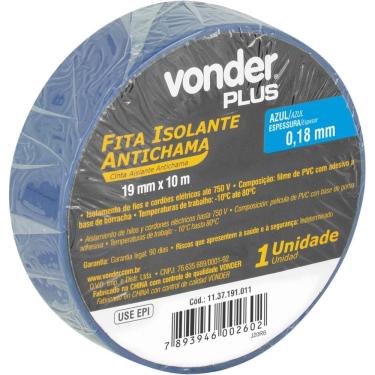 Imagem de Fita Isolante 19Mmx10M Azul Vonder Plus Classe A