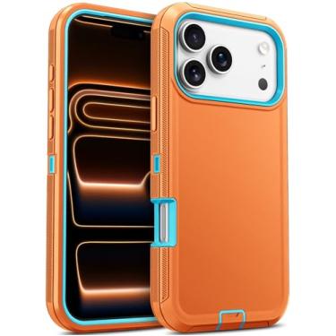 Imagem de Jelanry Capa para iPhone Pro 5G de 6,3 polegadas, resistente, resistente e de camada dupla, à prova de choque, proteção à prova de quedas, com porta antipoeira e proteção contra arranhões, capa