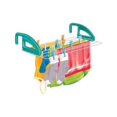 Imagem de Varal Portátil Janela Porta Ajustável Apartamento Seca Roupa Pratico M