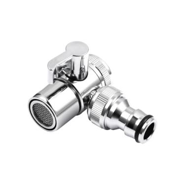 Imagem de Válvula de desvio de torneira de pia com 2 peças DOITOOL com adaptador de rosca macho e aerador, adaptador de torneira para mangueira de máquina de lavar, conector de torneira para divisão de água